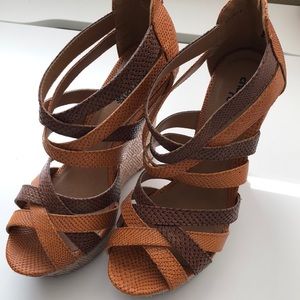 Charlotte Russe Brown strapped wedges